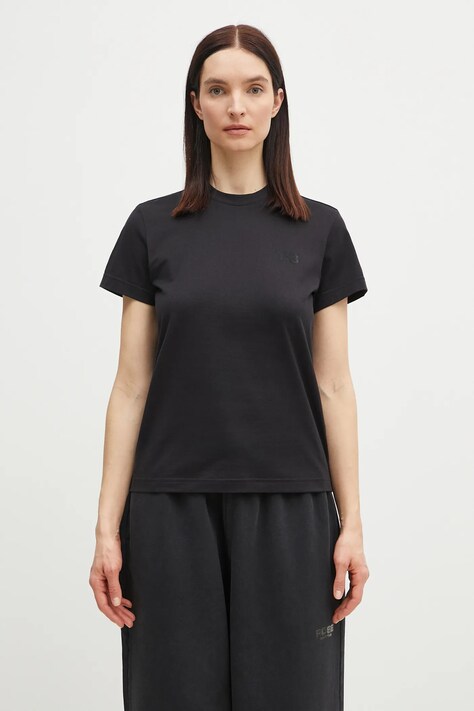Y-3 tricou din bumbac Regular Short Sleeve Tee femei, culoarea negru, IW0069