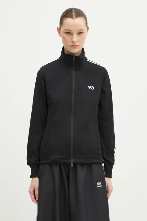 Mikina Y-3 3-Stripes Track Top dámska, čierna farba, s nášivkou, IW7460