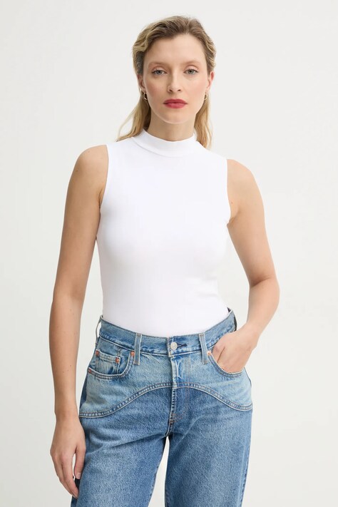 Levi's top EFFORTLESS TANK culoarea alb, cu turtleneck, 001J9