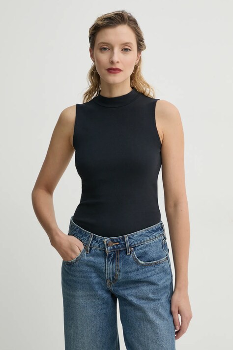 Levi's top EFFORTLESS TANK culoarea negru, cu turtleneck, 001J9