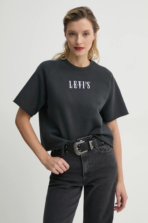 Levi's tricou din bumbac GR DIANA SS SWEATSHIRT femei, culoarea gri, 001JX