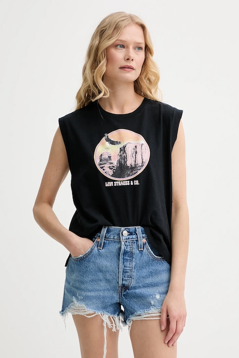 Levi's top in cotone GR BOXY TANK colore grigio 001MW