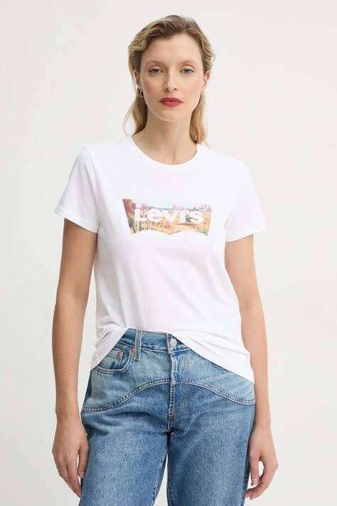 Levi's tricou din bumbac THE PERFECT TEE femei, culoarea alb, 17369