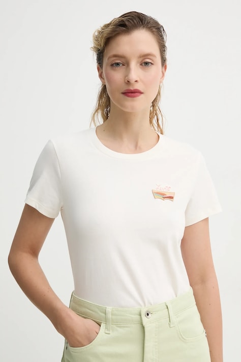 Levi's tricou din bumbac THE PERFECT TEE femei, culoarea bej, 17369