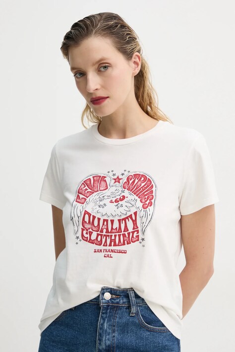 Levi's tricou din bumbac THE PERFECT TEE femei, culoarea bej, 17369