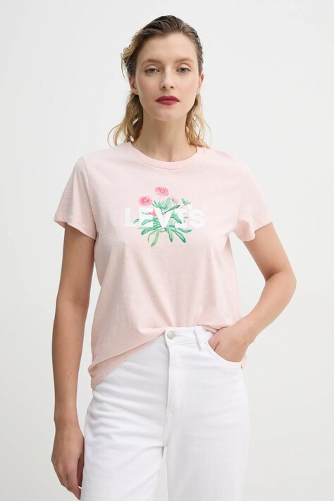 Levi's tricou din bumbac THE PERFECT TEE femei, culoarea roz, 17369