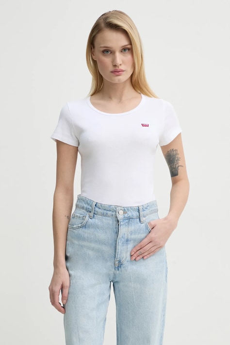 Βαμβακερό μπλουζάκι Levi's 2PACK CREWNECK TEE 2-pack γυναικείο, χρώμα: άσπρο, 74856