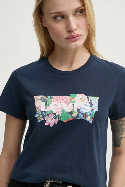 Levi's tricou din bumbac LSE THE PERFECT TEE culoarea bleumarin, A2086