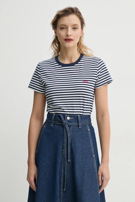 Levi's tricou din bumbac LSE_PERFECT TEE femei, culoarea albastru marin, A3116