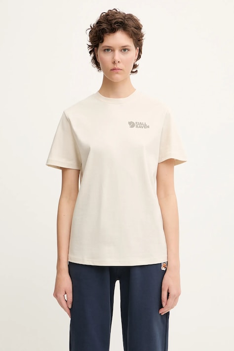 Fjallraven t-shirt Heavy Classic damski kolor beżowy F14600188