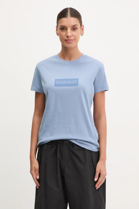 Napapijri t-shirt in cotone S-Box donna colore blu NP0A4IP1B2S1