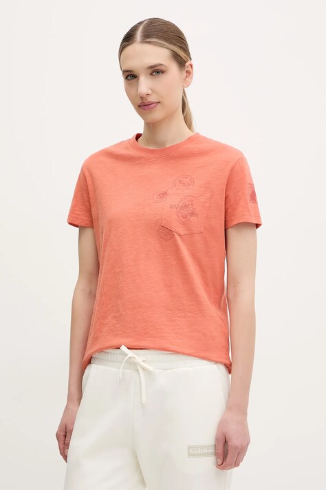 Bavlněné tričko Napapijri S-Eclair oranžová barva, NP0A4IG1A691