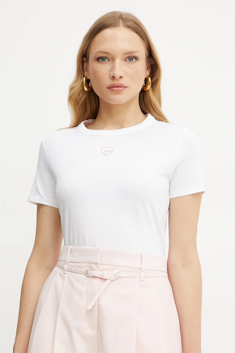 BOSS Orange tricou din bumbac femei, culoarea alb, 50540260