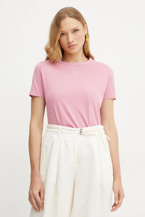 BOSS Orange tricou din bumbac femei, culoarea violet, 50540260