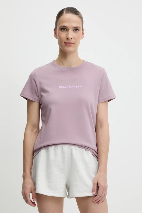 Helly Hansen t-shirt bawełniany CORE damski kolor fioletowy 54591