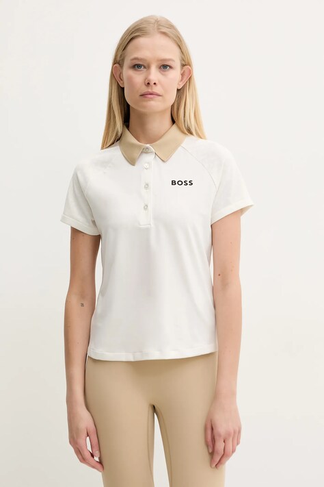 BOSS tricou polo femei, culoarea bej, 50540217