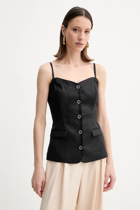 Guess bluza din in ISABEAU femei, culoarea negru, neted, W5GH0L WH5L2