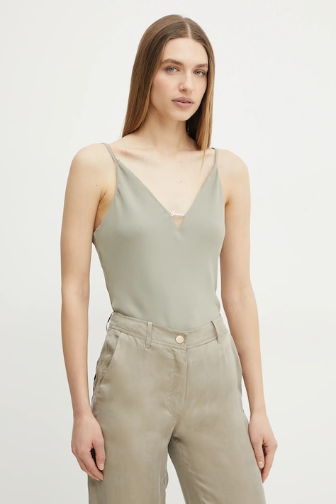 Блузка Guess CAROLINE женская цвет зелёный однотонная W5GH58 WGLD2