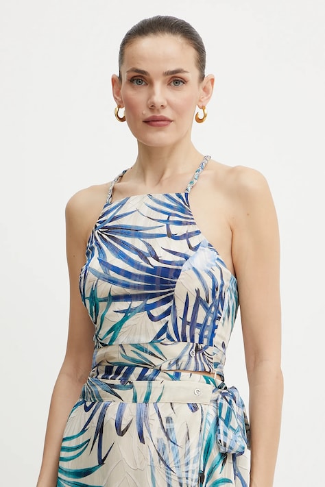 Блуза Guess GAELLE дамска в бежово с десен W5GH74 WH9Z2