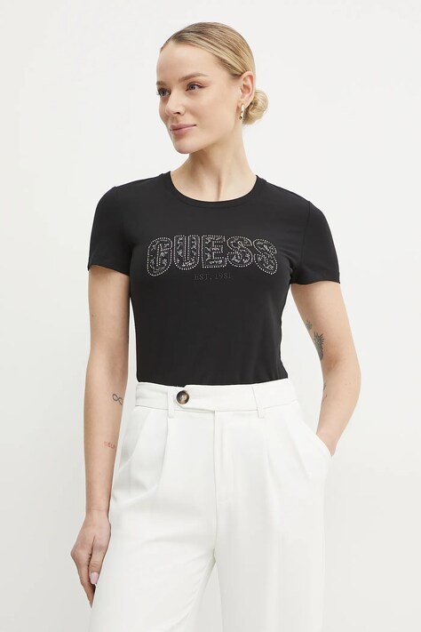 Guess tricou femei, culoarea negru, W5GI04 J1314