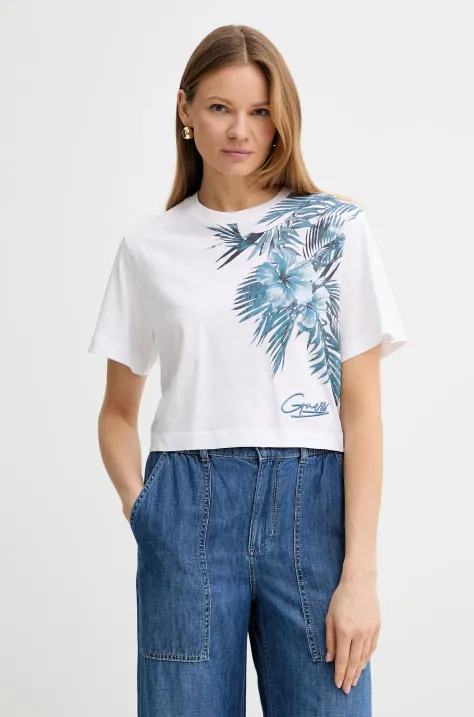 Хлопковая футболка Guess цвет белый W5GI19 K6XN4