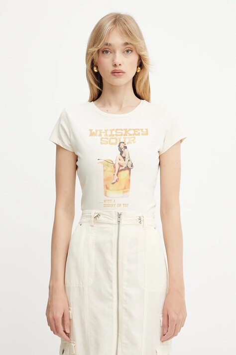 Guess tricou culoarea bej, W5GI48 K49A1