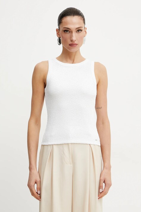 Памучен топ Guess ALEXIA в бяло W5GP06 KCS10