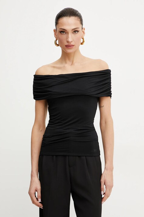 Guess bluza CHARLOTTE femei, culoarea negru, neted, W5GP08 KACM2