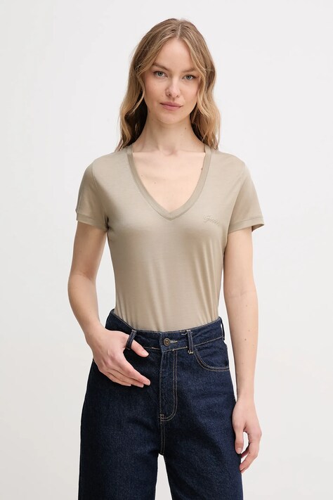 Tričko Guess béžová barva, W5GP31 KCSX2