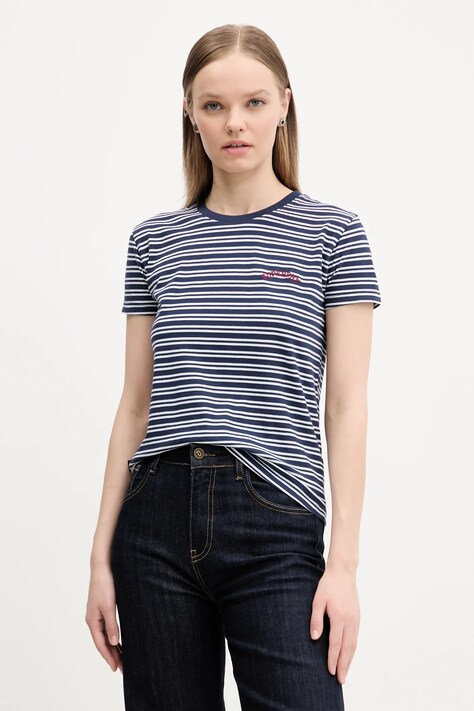 Superdry tricou din bumbac femei, culoarea albastru marin, W1011640A-2JL