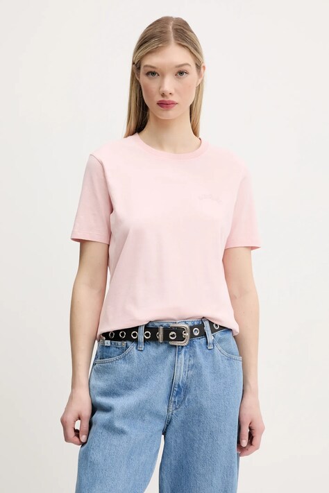 Pamučna majica Superdry za žene, boja: ružičasta, W1011644A-2LY
