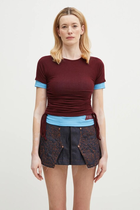 Andersson Bell wool blend t-shirt Cindy String Layred women’s maroon color atb1265w