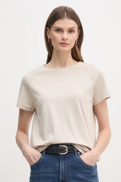 Calvin Klein tricou din bumbac femei, culoarea bej, K20K208399
