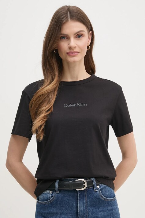 Calvin Klein tricou din bumbac femei, culoarea negru, K20K208294