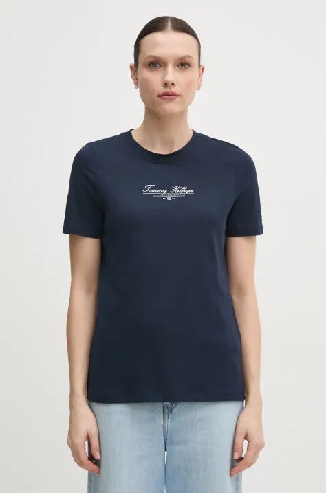 Tommy Hilfiger t-shirt bawełniany damski kolor granatowy WW0WW45428