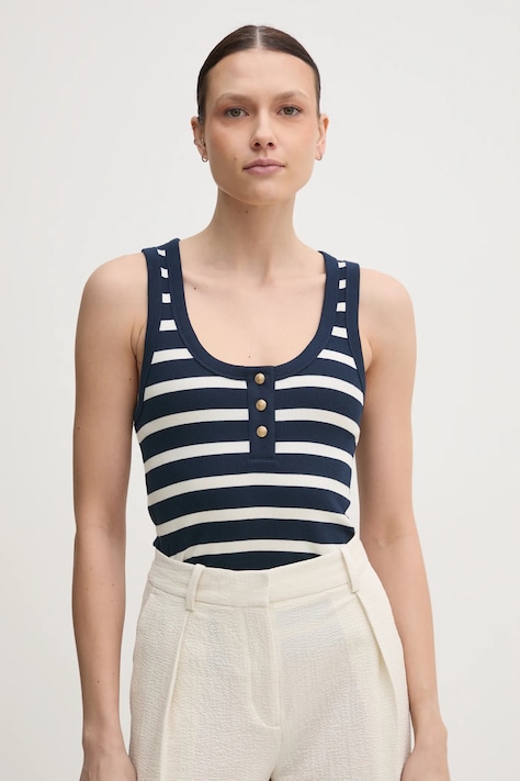Top Tommy Hilfiger tmavomodrá farba, WW0WW43920