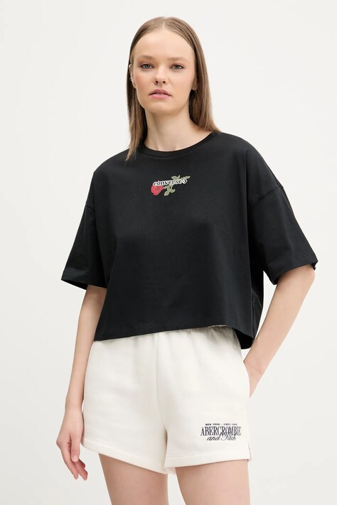 Converse t-shirt bawełniany damski kolor czarny 10028306-A02
