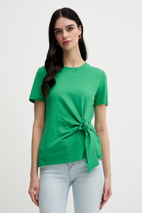 Tommy Hilfiger tricou din bumbac culoarea verde, WW0WW44559