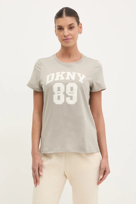 Bavlněné tričko Dkny šedá barva, DP5T1228
