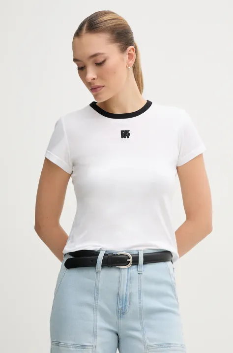 Памучна тениска Dkny в бяло DJ5T1340