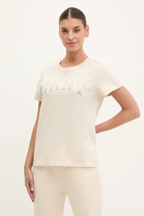 Bavlněné tričko Dkny béžová barva, DP5T1250