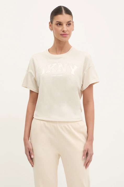 Bavlněné tričko Dkny béžová barva, DP5T1224