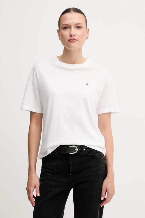 Tommy Hilfiger tricou din bumbac femei, culoarea alb, UW0UW05763