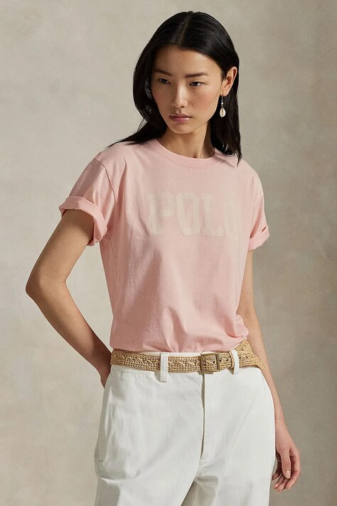 Polo Ralph Lauren tricou din bumbac culoarea portocaliu, 211965096