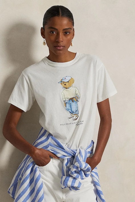 Bavlněné tričko Polo Ralph Lauren dámské, bílá barva, 211965107