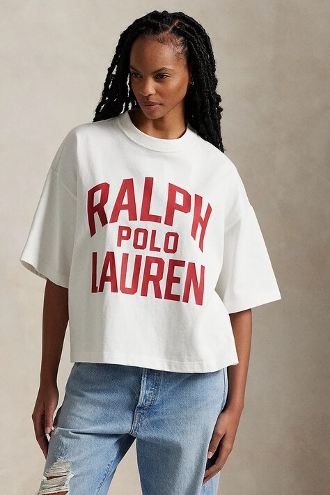 Bavlněné tričko Polo Ralph Lauren dámské, bílá barva, 211965118