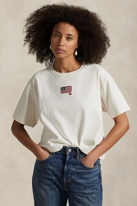 Bavlněné tričko Polo Ralph Lauren bílá barva, 211973129