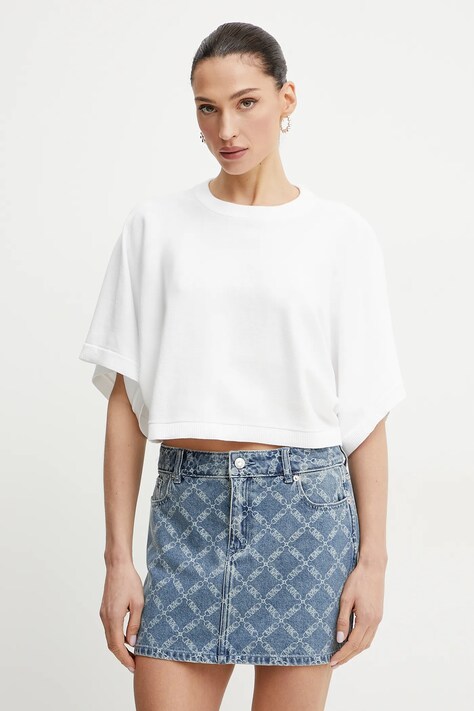 MICHAEL Michael Kors tricou din bumbac femei, culoarea alb, MS56160FE5