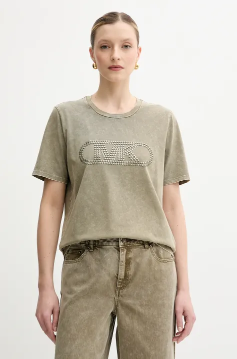 MICHAEL Michael Kors t-shirt bawełniany damski kolor zielony MS551SC491