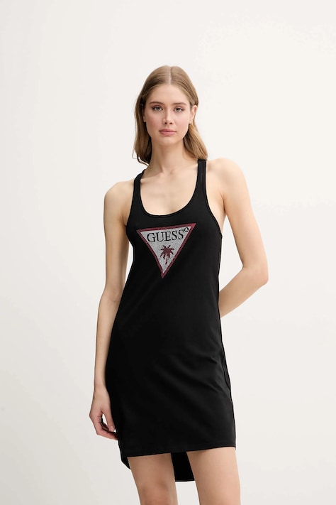 Bavlněné plážové šaty Guess černá barva, E5GP01 I3Z14